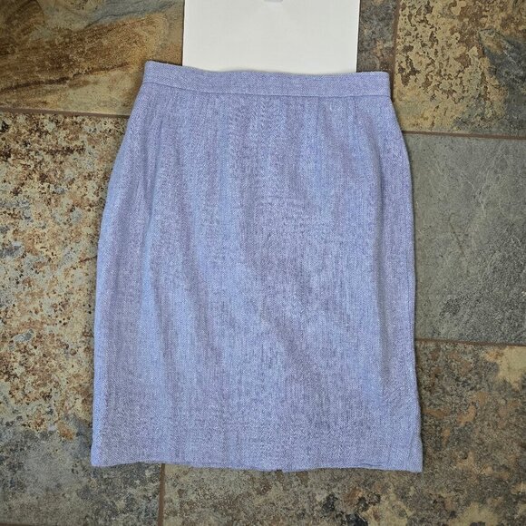 Carlisle Size 8 Blue Pencil Skirt Silk/Linen Blend Hidden Back Zip Walking Slit - Picture 8 of 10
